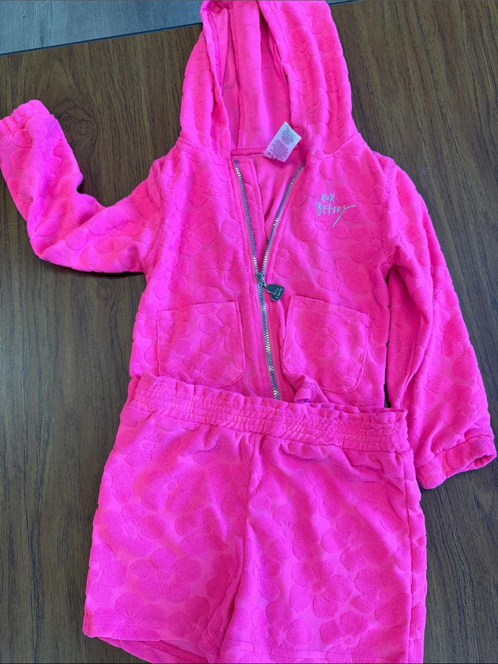 Betsey Johnson Kids Hot Pink Hooded Zip Matching Set